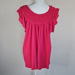 Free People  Pink Off-Shoulder Blouse Womens Size Medium ruffle neckline Photo 4