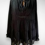 PRETTYGARDEN Women's V-neck Black Chiffon Long Sleeve Boho Blouse Large | EUC Photo 1