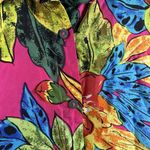 TRIBES Medium M Silk Top Button Up Shirt Pink Floral Sleeveless Collared 90s Photo 2