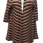 Nix & Nox Colorful Rainbow Striped Crochet Open Cardigan Duster Oversized Large Red Photo 0