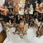 Xhilaration NEW women's black brown neutral floral shimmery high low dress M Photo 2