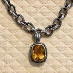Sterling Silver Faceted Golden Orange Citrine  Open Cable Link Necklace Photo 10