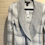 White House | Black Market WHBM cardigan metallic gray fabric knit sweater medium NeW Photo 2