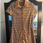 NEW Verdusa Retro Short Sleeve Collar Button Up Mini Shirt Dress L Tan Size L Photo 2