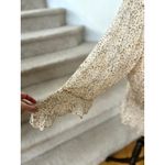 Vintage Y2K Babydoll Silk Beige Dot Sequin Long Sleeve V Photo 1