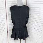 Bar III  Vintage Tribal Pattern Mixed Media Peplum Hem Sleeveless Top Teal Black Photo 3