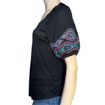 Telluride Clothing Co Women’s Size S Black Embroidered Puff Short Sleeve T Photo 2