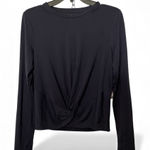 Athleta Essence Twist Top Women M Navy Blue Activewear Sporty Cropped Photo 0