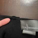 Anthropologie By Top Womens XL Black Floral Woven Ruffle-Sleeve Sweater Ribbed Photo 7