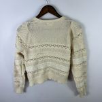 Allison New York Sweater S Beige Crochet Open Knit Boho Feminine Cottagecore Tan Photo 4