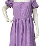 SheIn Women's Purple Square Neck Puff Sleeve Dress size XL us 12 Pastel Mini Photo 0