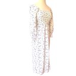 House of Harlow Linen Smocked Bodice Square Neck Floral Cottage Coquette Soft XS White Photo 3