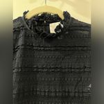 Cinq à Sept  lace Mock Neck Sleeveless Top tank blouse ruffles black high striped Photo 3