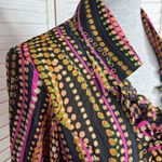 Violet+Claire  Retro Print Heart Petal Ruffle Blouse‎ Black Multi Large Photo 5