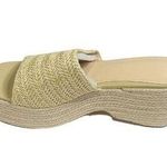 Tan Woven Espadrille Wedge Sandals Platform Espadrilles Womens 8 NEW Photo 0