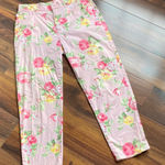 Ralph Lauren Lauren Straight Cotton Split Hem Pink Floral Pants Photo 0