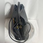 Source Unknown Black Woven Tote Bag Braided Shoulder Strap Gold Tone Hardware Large Photo 3