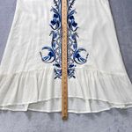 Dee Elle Dee Elly Embroidered Tank Top Sleeveless Bohemian Casual White Blue Size L Photo 6
