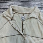 BDG Women Oversized Crop Collar Patchwork Henley Blouse M Med Medium Ivory Brown Photo 5