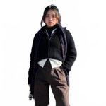 Uniqlo Lambswool Blend Zip-Up Jacket Sweater NWT Black Large Photo 1