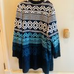 Lane Bryant Long Line Open Front Knit Eyelash Cardigan Aztec Blue Navy 26/28 Photo 2