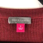 Vince Camuto Womens Tunic Sweater V Neck Ribbed Colorblocked Red Black S Photo 3