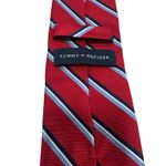 Tommy Hilfiger 100% Silk Repp Tie Red White Blue Classic Timeless Preppy Photo 2
