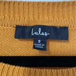 Lulus  Pointelle Me More Sweater Mustard Yellow Cotton Blend Oversized Size Small Photo 5