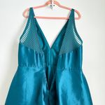 Monique Lhuillier Teal Mesh Formal Gown Sleeveless mesh insert Formal Dress 16 Photo 9