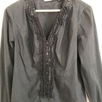 Black Ruffle Long Sleeved Blouse XL Photo 1