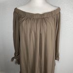 Wishlist  Chocolate Brown Top Blouse L Flowy Tunic Neutral Peasant Off Shoulder Photo 2
