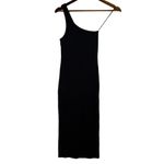 ZARA Ribbed One Shoulder Bodycon Midi Dress Stretch Slimming Small Black #3675 Photo 13