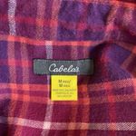 Cabela's  Red Purple Plaid Flannel Long Sleeve Button Down Shirt Size Medium Photo 4