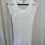 Siganka Maui Hawaii 100% Cotton Bohemian White Floral Embellished Sheer Dress M Size M Photo 1