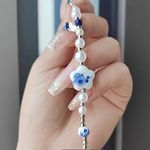 Exquisite Cyan Flower Porcelain With Pearl Design Bracelet Vintage Multi Photo 3