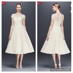 Oleg Cassini Cap Sleeve Illusion Wedding Dress size 14 Photo 1