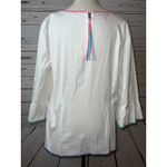 Talbots  Blouse Womens size XL Extra Large Shirt White Rainbow Poplin Flare Cuff Photo 1