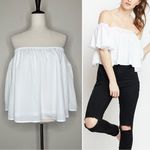 San Joy White Off Shoulder Top Photo 1