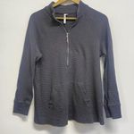 Lulu B Waffle Knit Half Zip Pull Over Top Gray Size M Photo 0