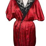 Vintage Body Chic Matching Red Satiny Black Lace Chemise Nightie and Robe Set Size undefined Photo 3
