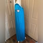 Vanity Fair  NWT old stock peacock blue long gown slip dress short sleeve size S. Photo 5