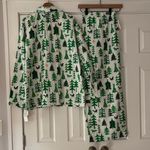 Nordstrom Green Evergreen Tree Patterned Fleece Pajama Set Size 1X NWT Photo 2