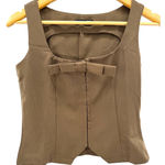 Dazy Brown Retro Mod Bow Crop Top Size S Hook Eye Closure Sleeveless Y2K Style Photo 0
