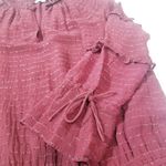 HOSS Intropia Metallic Tiered Ruffle Long Sleeves Mini Dress Holiday Christmas Red Size M Photo 12