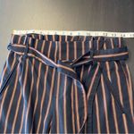 ZARA  Trafaluc Collection Paper Bag Waist Navy Striped Ankle Pant Women’s Size XS Photo 4
