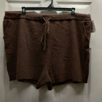 Auden NWT Women's Plus Size 2X Brown Fleece Fuzzy Cozy Sweater Knit Shorts Photo 0