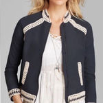 Free People  Crochet Trim Baseball Bomber Jacket Size M Photo 0