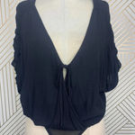 Free People Cleo Draped Wrap Bodysuit in Black Size US XS Photo 2