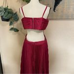 NWOT Lulus Got the Glam Wine Red Pleated Cutout Maxi Dress Pink Size L Photo 4