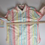 Talbots NWT  Pastel Striped Button Down Shirt Medium Gold Metallic Preppy Office Photo 6